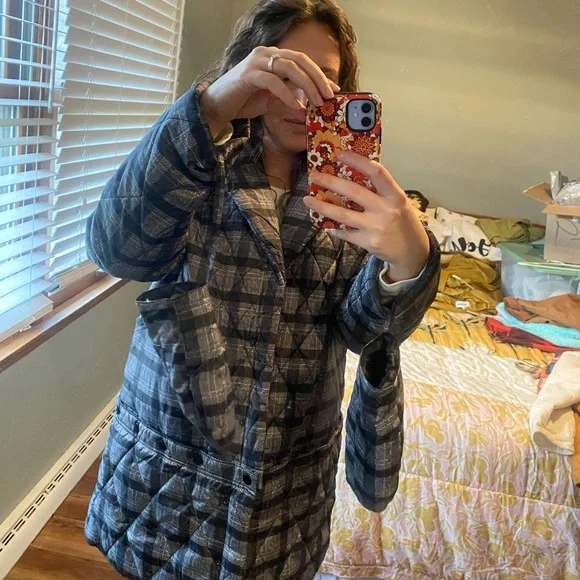House of Sunny Plaid Puffer Coat - Picture 3 of 8